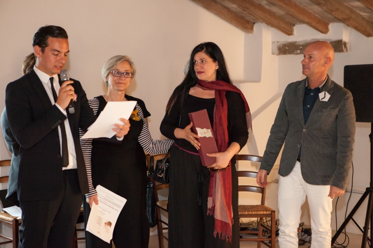 Gioielli in Fermento 2016 Award Ceremony with Paulo Ribeiro (JOYA) Eliana Negroni (Curator), Georgia Gremouti (Awarded Artist), Enrico Sgorbati (Torre Fornello)